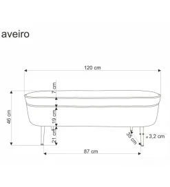 Ławka AVEIRO 120 cm z pojemnikiem Bouclé kremowa