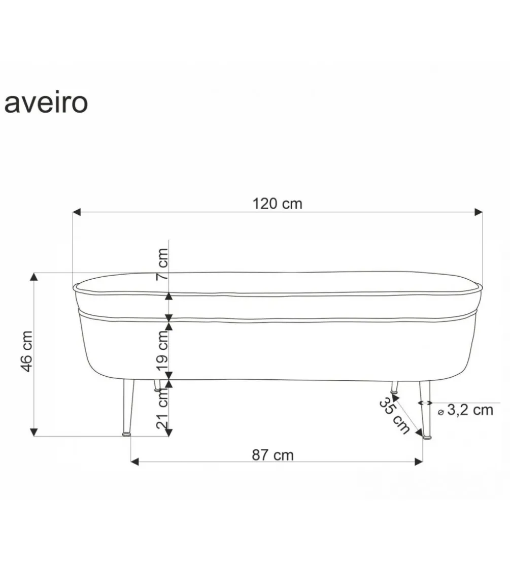 Ławka AVEIRO 120 cm z pojemnikiem Bouclé kremowa