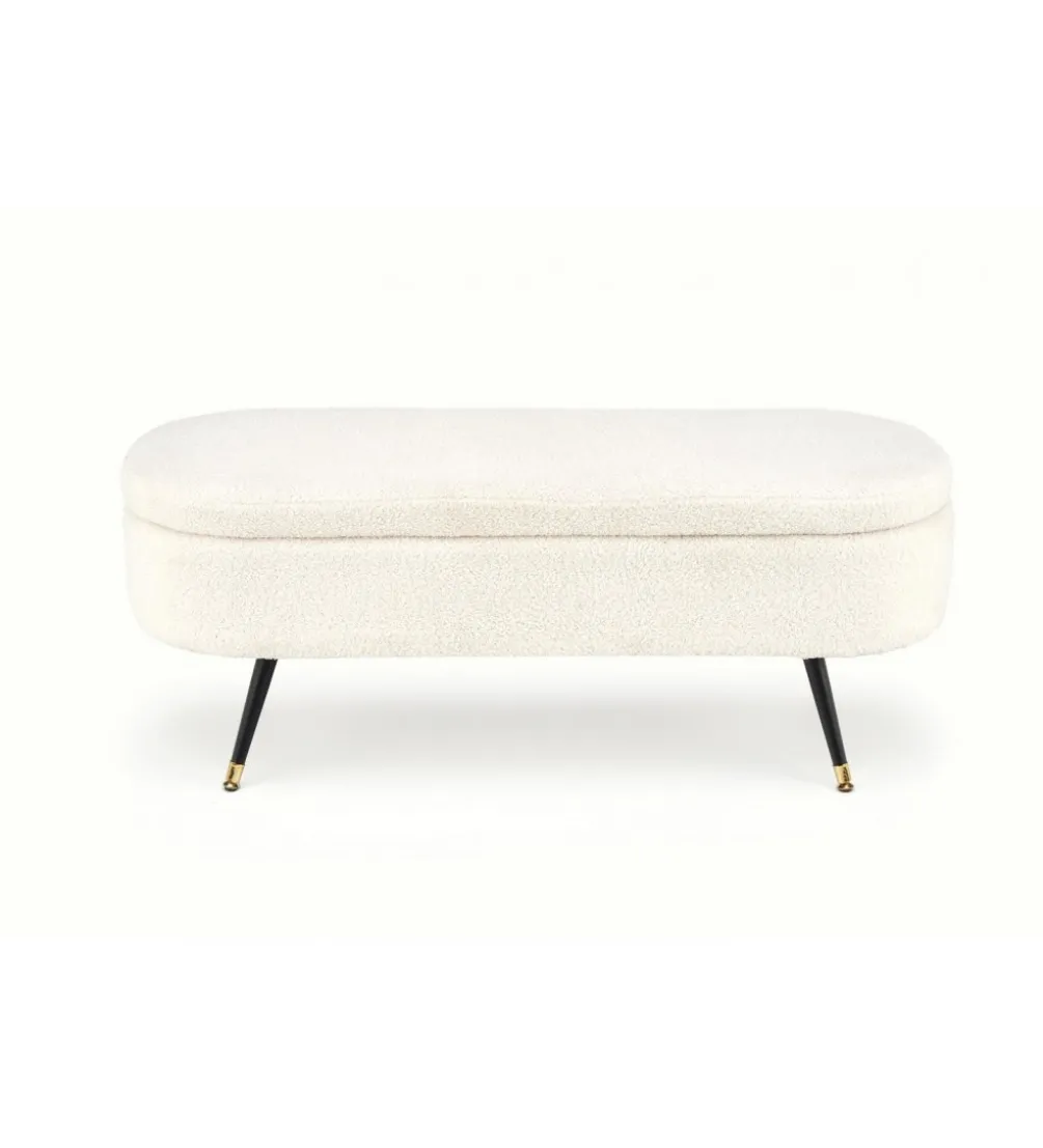 Ławka AVEIRO 120 cm z pojemnikiem Bouclé kremowa