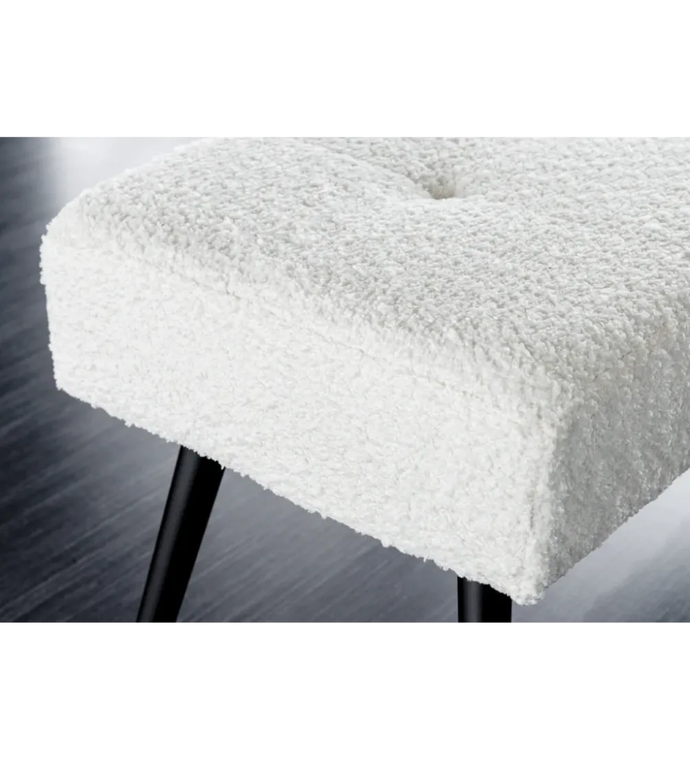 Ławka BOUTIQUE 100 cm tkanina bouclé biała