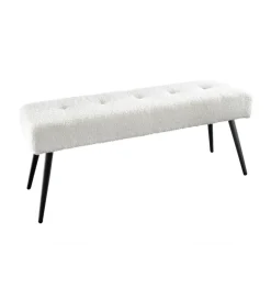Ławka BOUTIQUE 100 cm tkanina bouclé biała