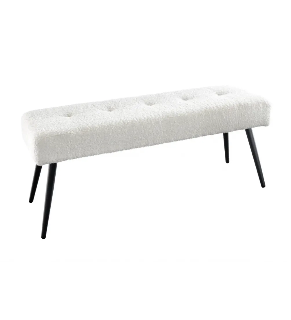 Ławka BOUTIQUE 100 cm tkanina bouclé biała