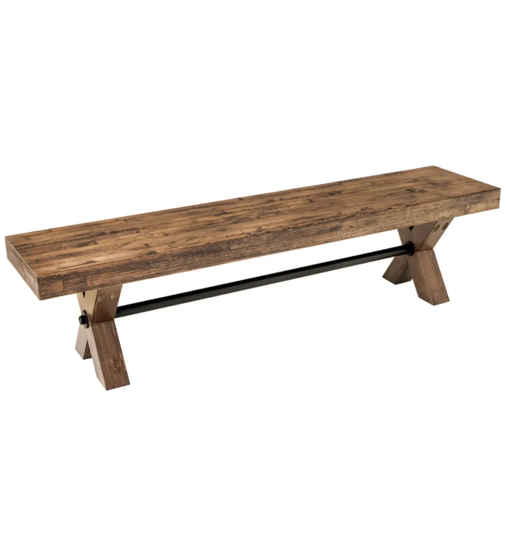 Ławka GOLIATH 180 cm drewno sosny naturalny czarny