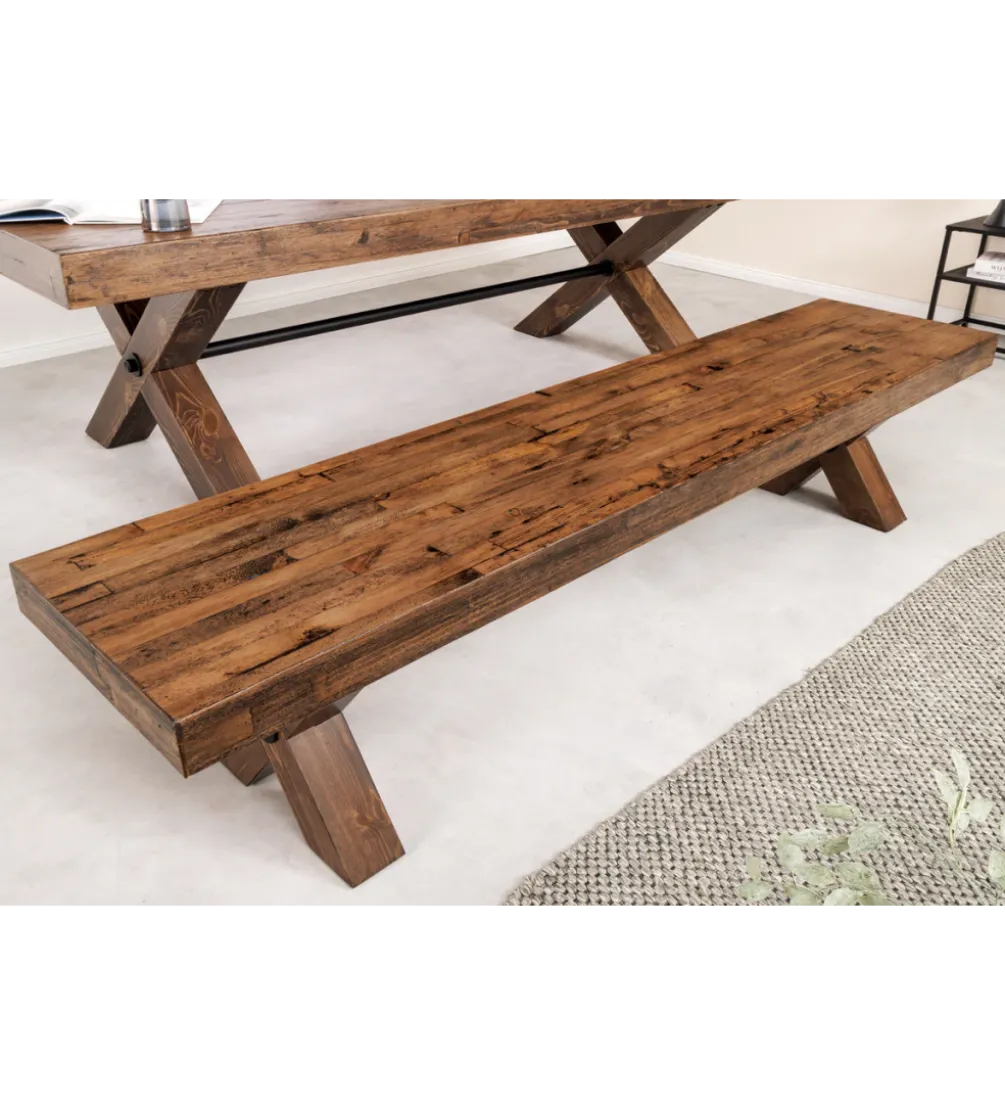 Ławka GOLIATH 180 cm drewno sosny naturalny czarny