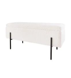 Ławka LOFT z szafką 100 cm bouclé biała