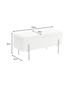 Ławka LOFT z szafką 100 cm bouclé biała