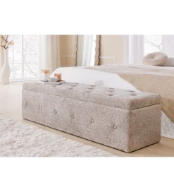 Ławka RAISA Extravagancia 140 cm z pojemnikiem Bouclé Szampański Greige