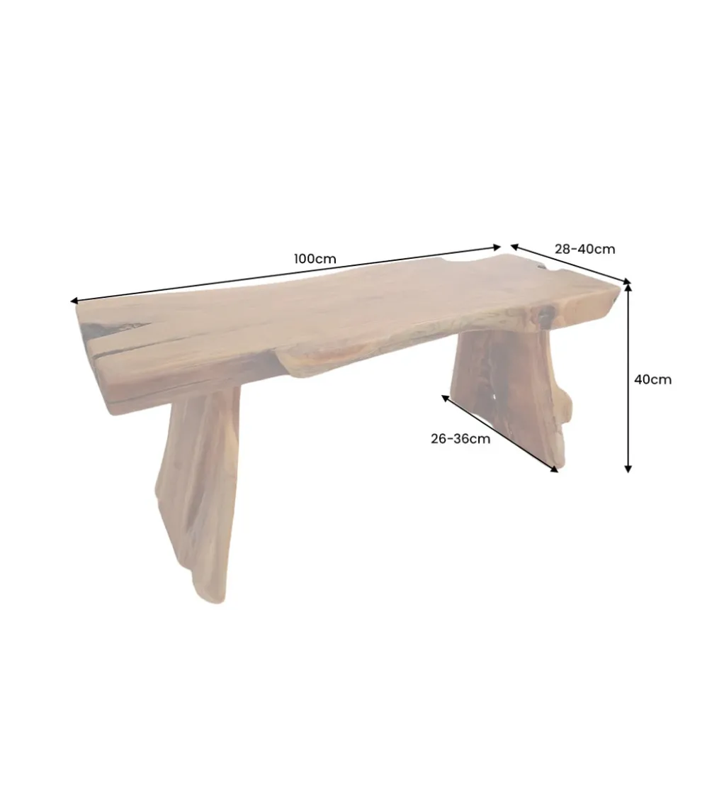Ławka ROOT 100 cm drewno teak naturalny brąz