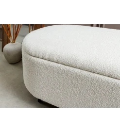 Ławka VOQUE 110 cm z pojemnikiem Bouclé kremowo biała