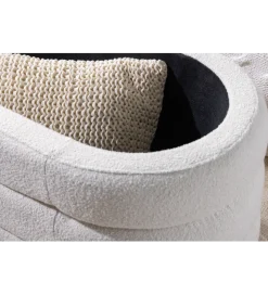 Ławka VOQUE 115 cm z pojemnikiem Bouclé kremowo biała