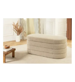 Ławka z schowkiem VOQUE 115 cm bouclé taupe