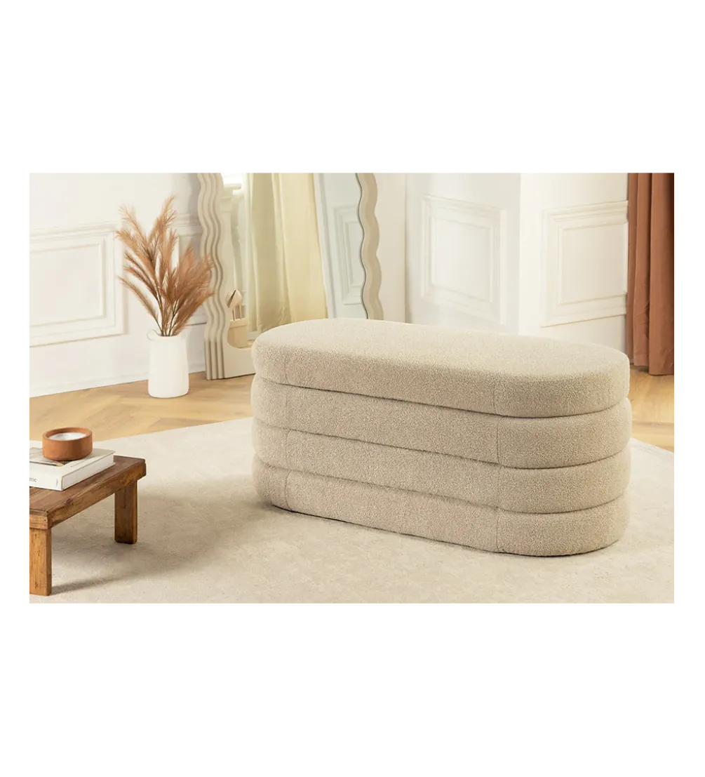 Ławka z schowkiem VOQUE 115 cm bouclé taupe