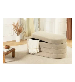 Ławka z schowkiem VOQUE 115 cm bouclé taupe