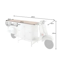 Barowa komoda SCOOTER 250 cm drewno mango