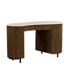 Biurko BRIX DEXTER 136 cm drewno mango brązowe kamień bottecino