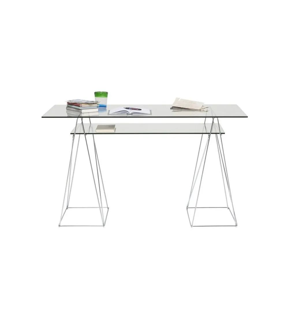 Biurko szklane POLAR 130 cm srebrne