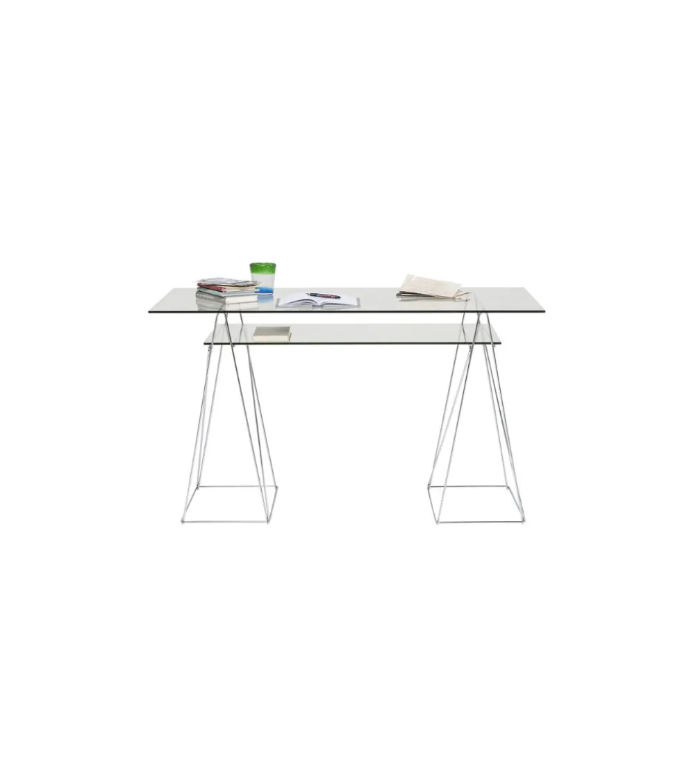 Biurko szklane POLAR 130 cm srebrne