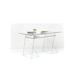 Biurko szklane POLAR 130 cm srebrne