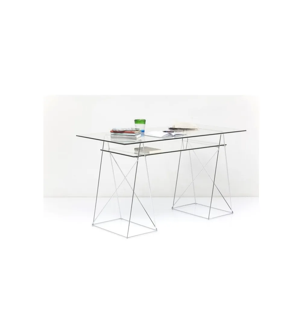 Biurko szklane POLAR 130 cm srebrne