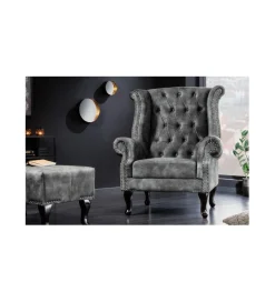 Fotel BRIGIDA Chesterfield szary
