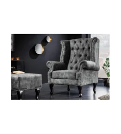 Fotel BRIGIDA Chesterfield szary