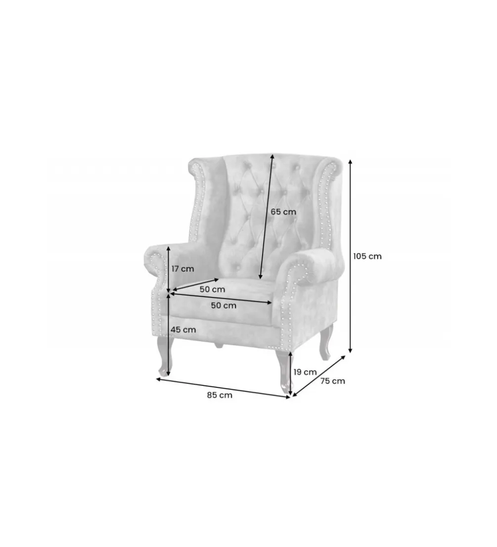 Fotel BRIGIDA Chesterfield szary