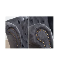 Fotel Chesterfield antyczny szary