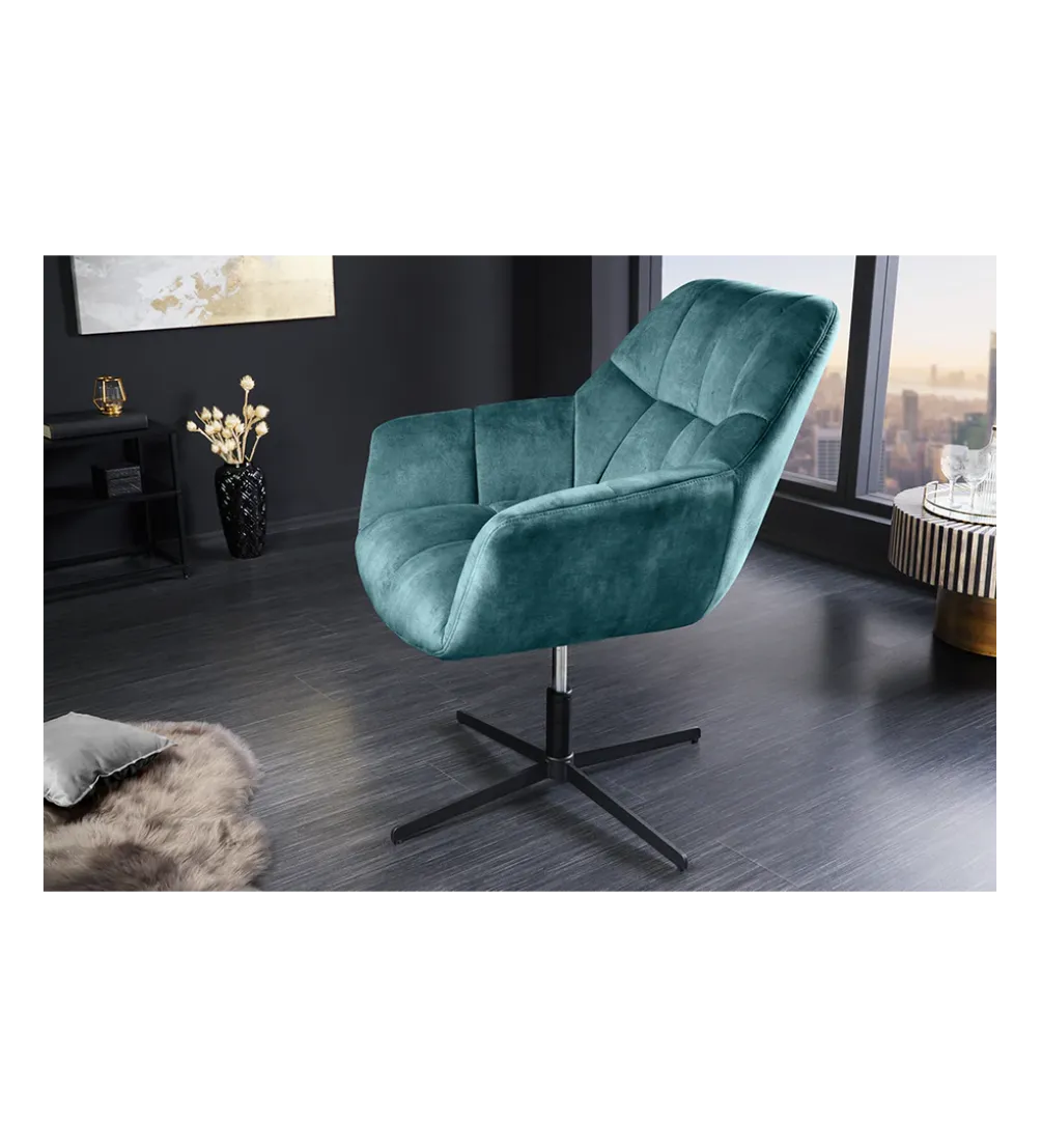 Fotel obrotowy PAPILLON od 83 do 90 cm aksamit morski