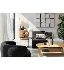 Fotel obrotowy Swivel Bouclé  83 cm czarny