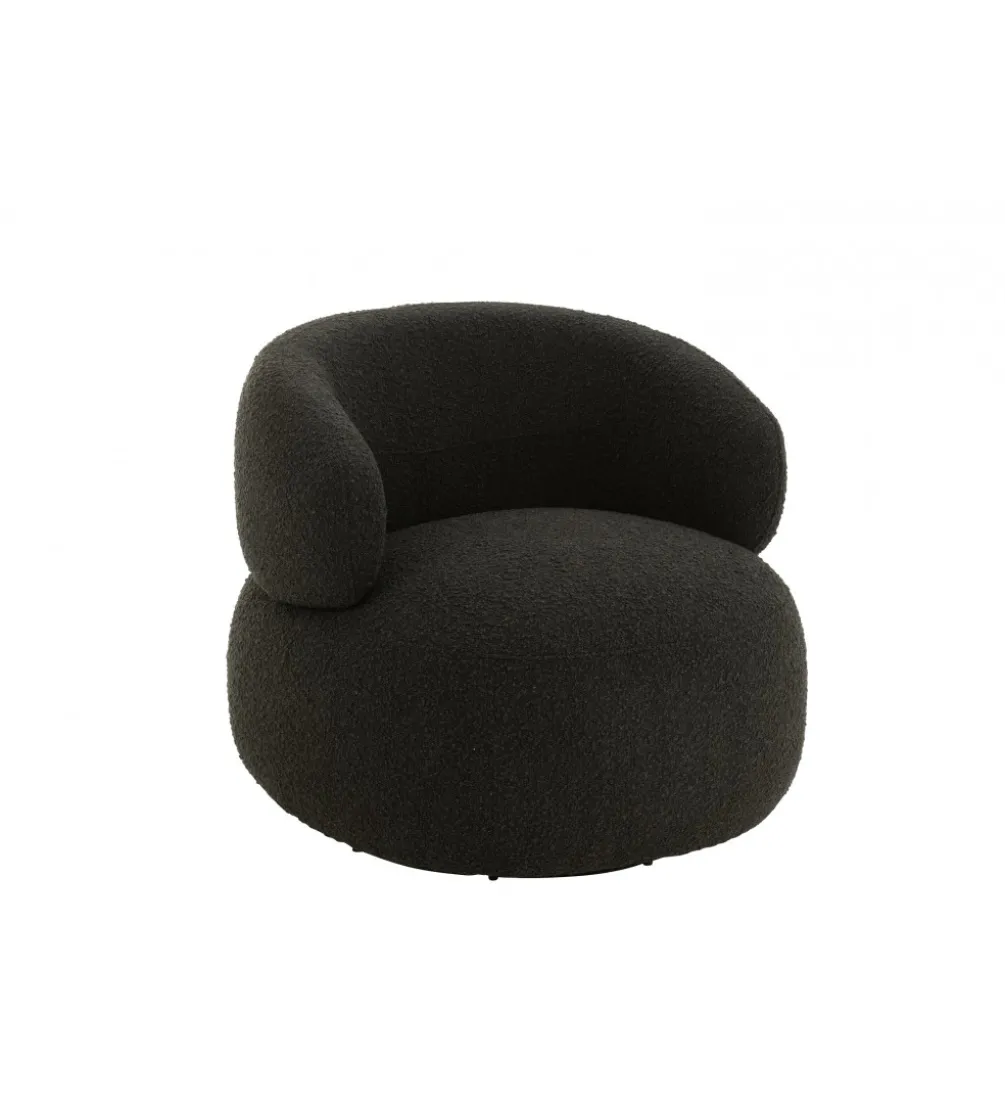 Fotel obrotowy Swivel II Bouclé 82 cm czarny