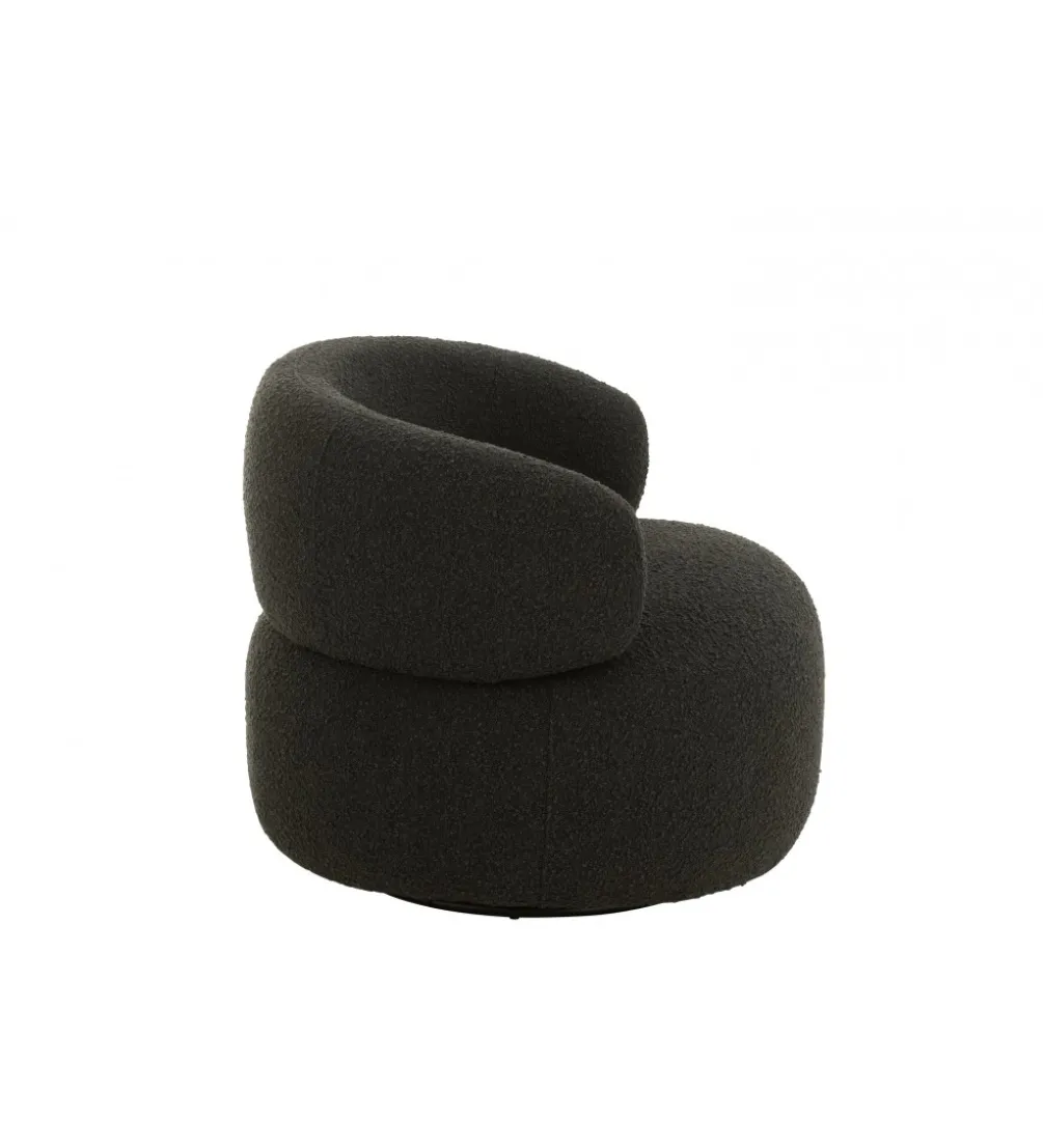 Fotel obrotowy Swivel II Bouclé 82 cm czarny