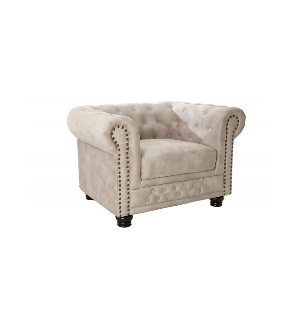 Fotel ROCHESTER Chesterfield 105 cm beżowy