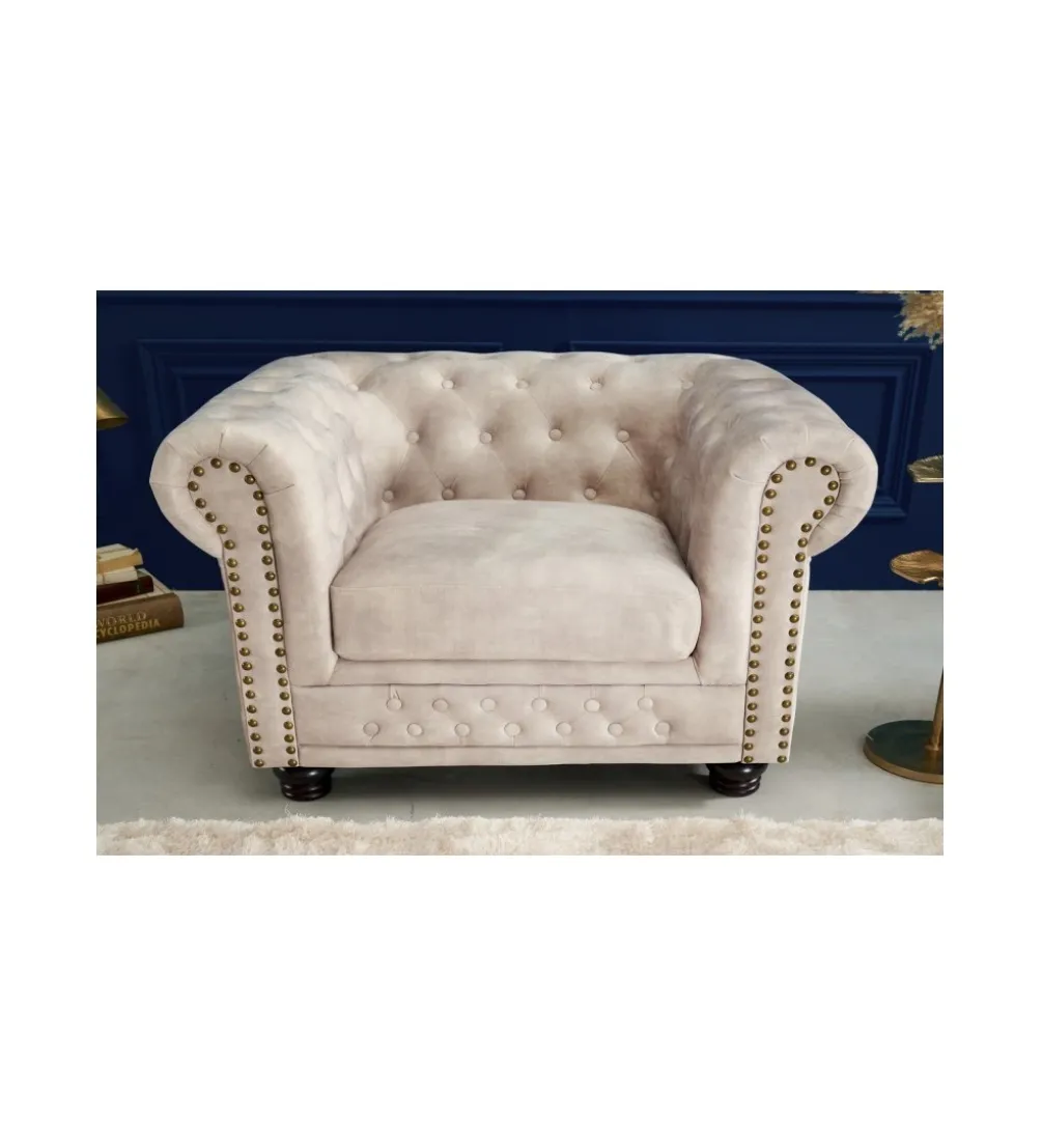 Fotel ROCHESTER Chesterfield 105 cm beżowy