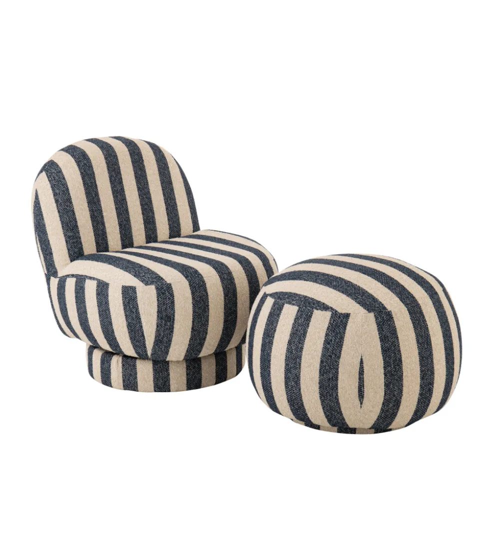 Fotel STRIPED 76 cm niebiesko biały