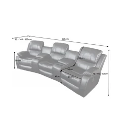 Fotel trzyosobowy DALLAS Hollywood 295 cm czarny