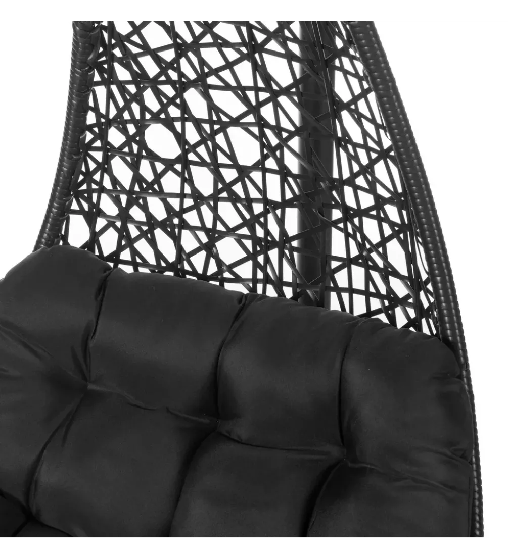 Fotel wiszący POLE DIDO 192 cm rattan czarny