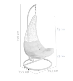 Fotel wiszący POLE DIDO 192 cm rattan biali