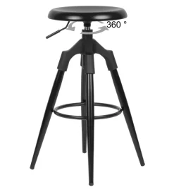 Hoker obrotowy AVERS 72 cm - 80 cm czarny