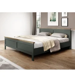 Łóżko EVORA 160 cm x 200 cm zielone z dodatkiem koloru dąb Lefkas