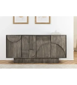 Komoda ART DECO 170 cm drewno mango szary