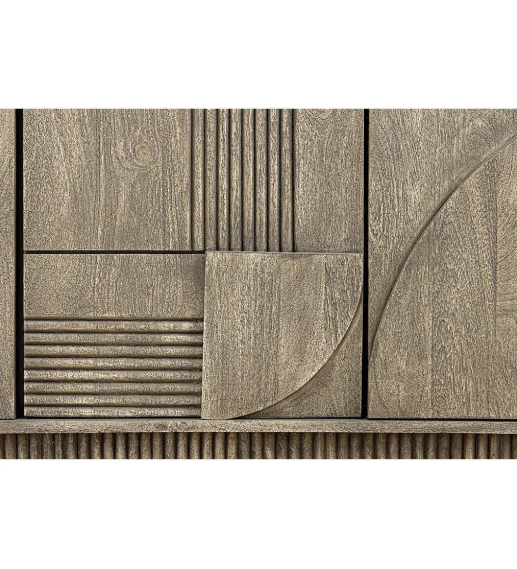 Komoda ART DECO 170 cm drewno mango szary