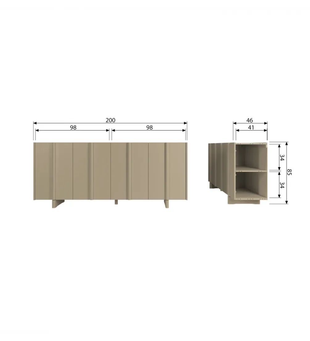 Komoda BASU 200 cm drewno sosny piaskowa