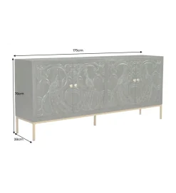 Komoda 3D PEACOCK 175 cm drewno mango ciemnozielona