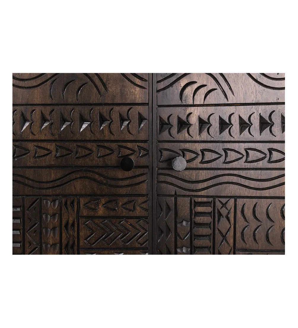 Komoda 3D TRIBAL 120 cm drewno mango ciemny brąz