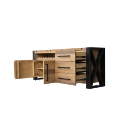 Komoda FACTORY Thor 195 cm drewno sosna brąz