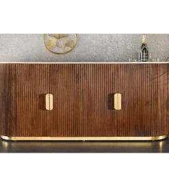 Komoda GATSBY 170 cm drewno mango blat biały marmur