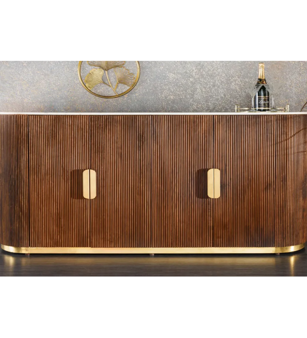 Komoda GATSBY 170 cm drewno mango blat biały marmur