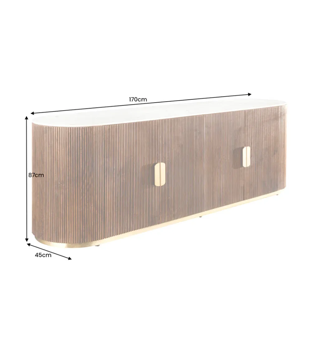 Komoda GATSBY 170 cm drewno mango blat biały marmur