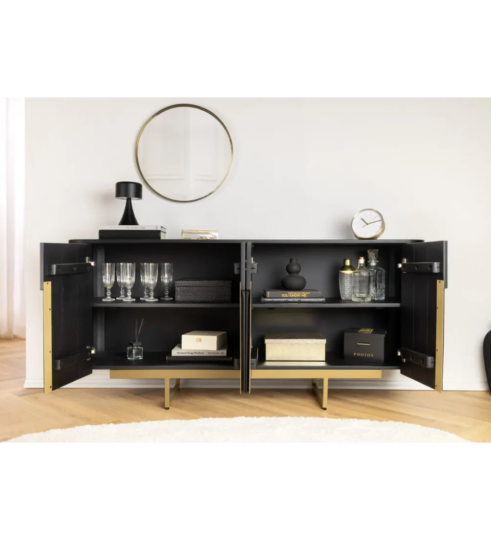 Komoda GATSBY 160 cm drewno mango czarna