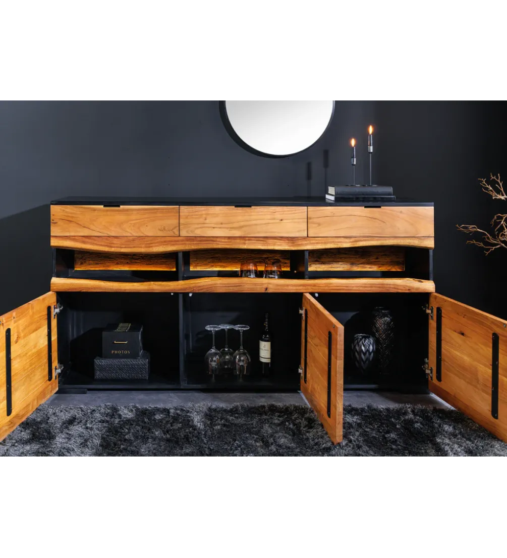 Komoda GRAND ACACIA 180 cm drewno akcja LED